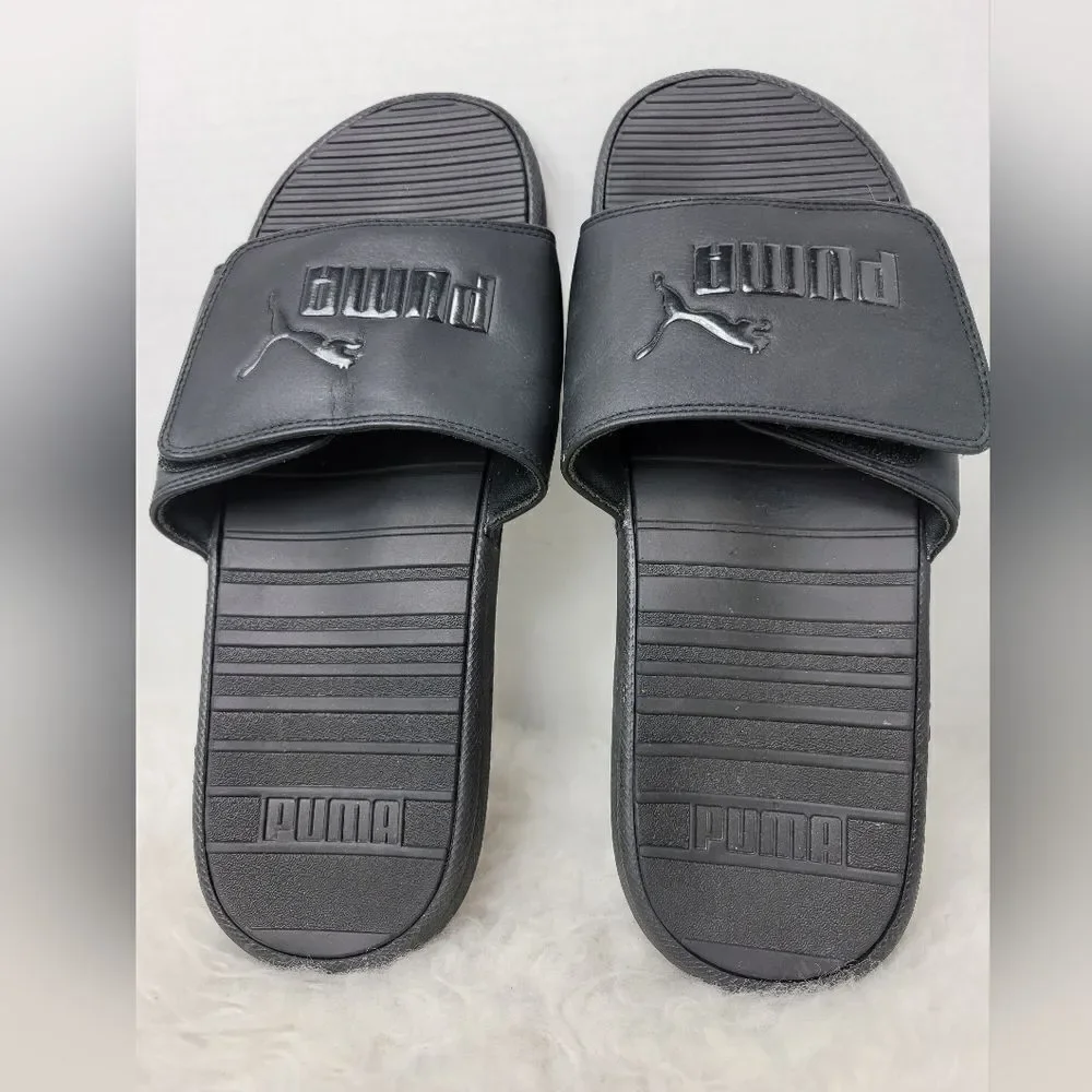 Puma Slides Men's Size 12 Black Comfy Casual Sandals Cushioned EUC
